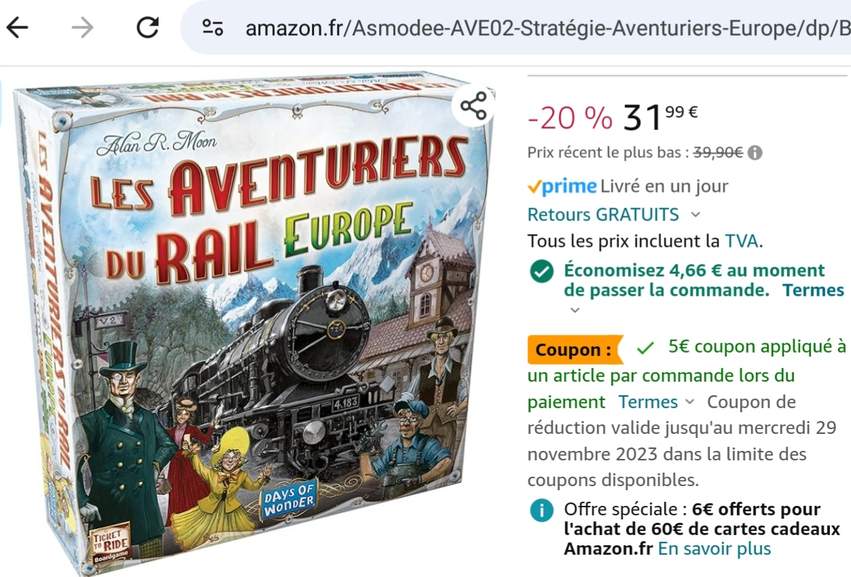 Jeu de stratégie Asmodée Les Aventuriers du rail Express - Jeu de stratégie  - Achat & prix