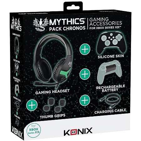 Pack Gamer Konix Chronos Mythics pour Xbox Series (micro casque filaire + batterie rechargeable + câble + coque de protection/grips)