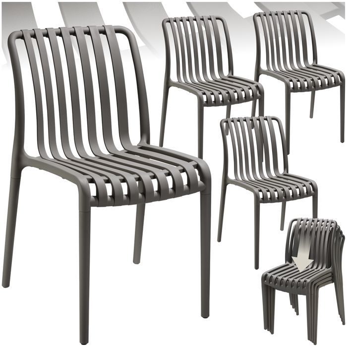 TECTAKE - Lot de 4 chaises de jardin Alcudia empilables et résistantes aux intempéries - 47 x 58 x 80,5 cm (vendeur tiers) — promo Maison