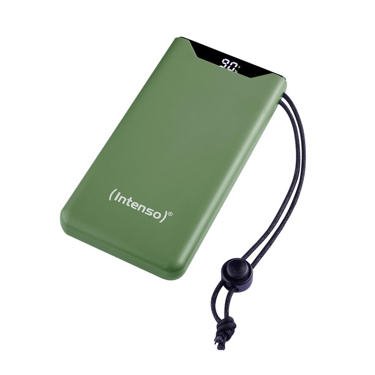 Batterie externe Intenso - 10 000 mAh PD (20W) et QC (18W), USB-C et USB-A, dragonne, verte — promo Tech
