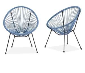 Lot de 2 fauteuils design en forme d'oeuf Mana - Bleu gris
