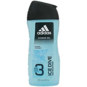 Gel douche Adidas 3 en 1 Ice Dive -250ml, différents parfums disponibles