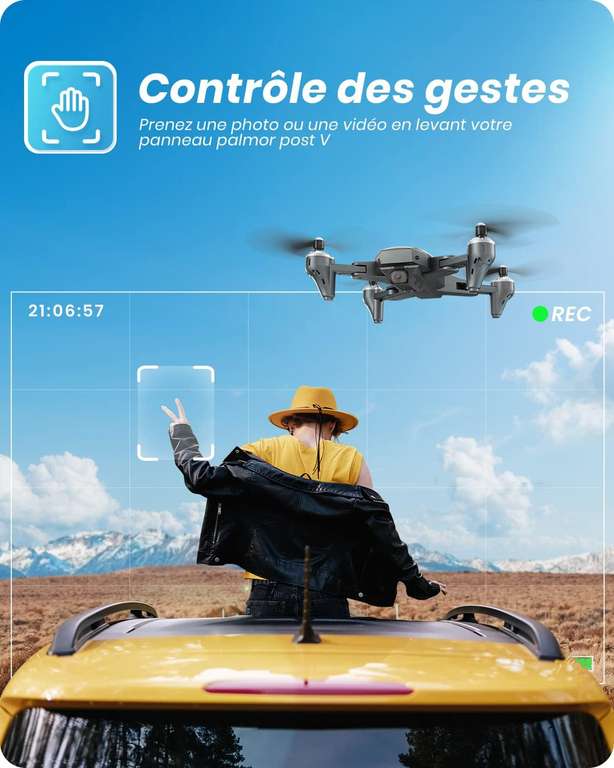 Drone DEERC D10 - caméra 2K, contrôle gestuel, maintien d'altitude, 2 batteries (via coupon - vendeur tiers ainsi qu'avec le code 38EY3WPO)