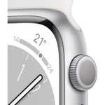 Montre connectée Apple Watch Series 8 GPS - 45mm, boîtier Silver Aluminium, bracelet White Sport Band