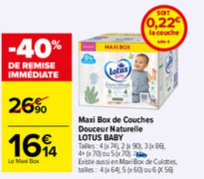 Paquet de couches Lotus Baby Douceur Naturelle Maxi Box - différentes quantités et tailles
