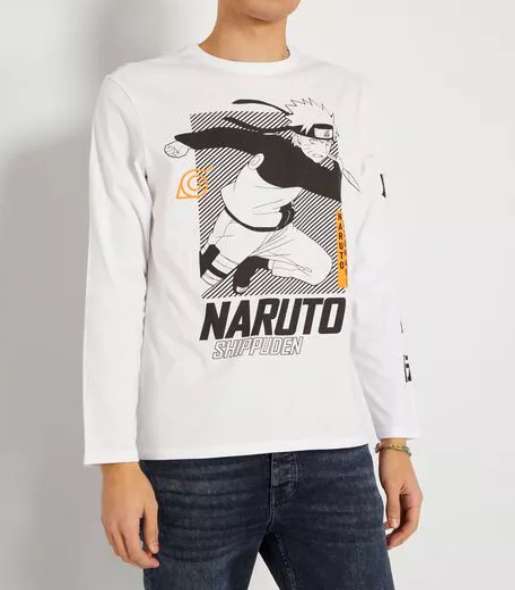 T-Shirt manches longues Naruto Shippuden - 100% Coton - Blanc ou noir (du XS au M)