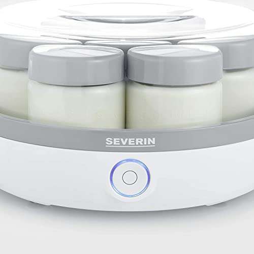 Machine à yaourt Severin - 13W, 7 pots en verre 150ml, sans BPA - Blanc/gris