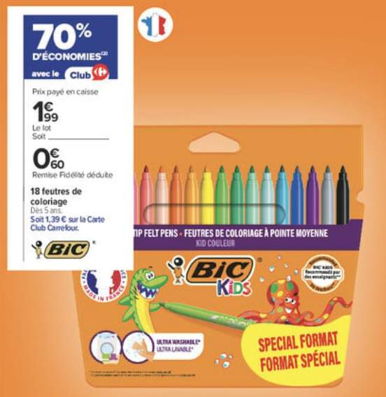 BIC Kids Kid Couleur – Feutres De Coloriage Enfant Pointe Moyenne, 18 Couleurs Vives, Encre Ultra Lavable – Dès 5 Ans