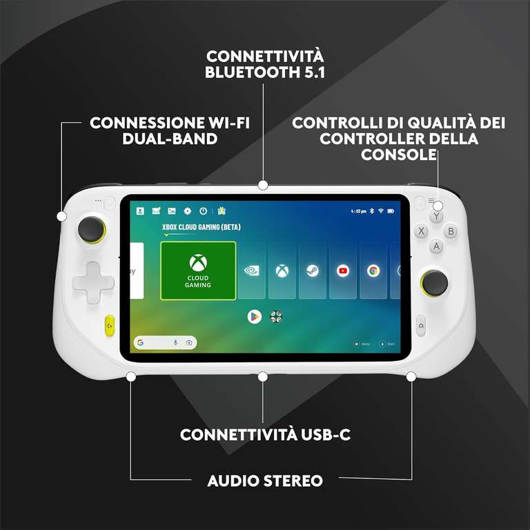 Console de jeu portable Logitech G Cloud - écran tactile 7" 1080p, design ultra léger, Xbox Cloud Gaming, NVIDIA GeForce NOW