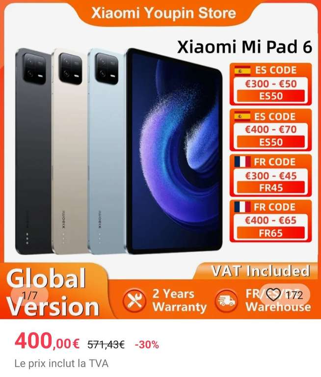 Xiaomi Pad 6 8Go/256Go or au meilleur prix sur