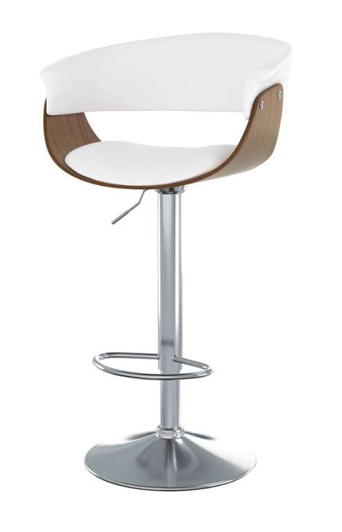 Chaise de bar réglable - 59/81 cm, en cuir synthétique, blanc (rendezvousdeco.com)