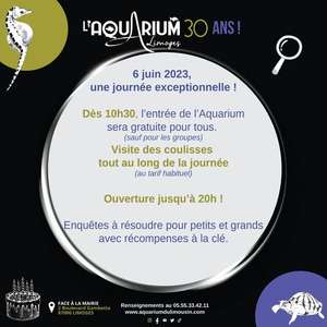 Entrée gratuite à l'aquarium du Limousin - Limoges (87)