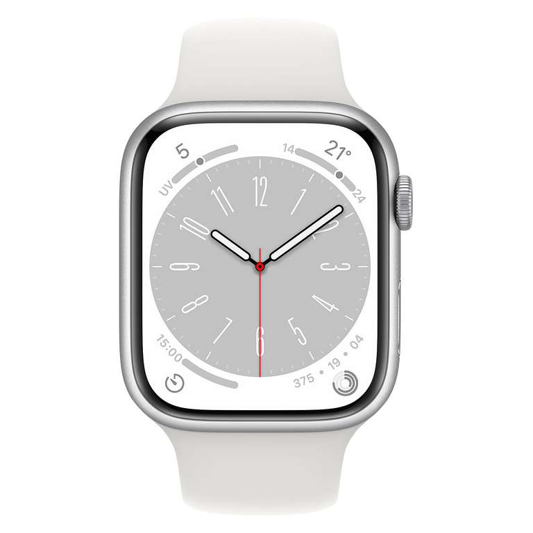 Montre connectée Apple Watch Series 8 - GPS, Aluminum, Blanc, Sport Band, 45 mm