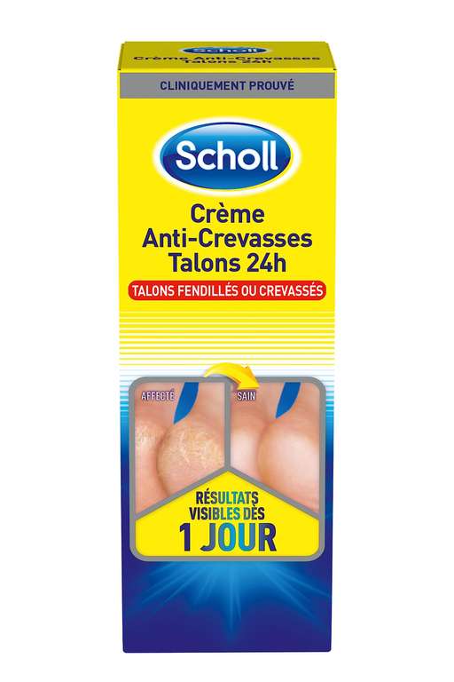 Crème Pieds Anti-Crevasses Scholl pour Talons fendillés ou crevassés 24h - 60ml (via coupon + abonnement Prévoyez Économisez)