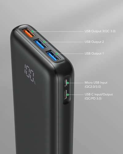 Charmast 20000mAh 100W PD Batterie Externe Ordinateur Portable en USB C  Batterie Portable Power Bank Quick Charge 3.0 Compatible avec Laptops  Téléphone Tablettes et Plus : : High-Tech