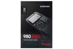 SSD interne M.2 NVMe 4.0 Samsung 980 Pro (MZ-V8P2T0BW) - 2 To, TLC, DRAM, Jusqu'à 7000-5000 Mo/s