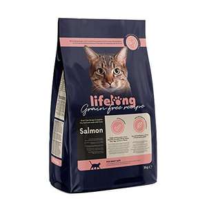 [Prime] Paquet de Croquettes pour chat adulte Amazon Lifelong - 3kg, sans-céréale au saumon frais