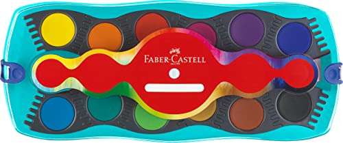 Kit de Peinture avec boîte à Aquarelle Faber-Castell + Lot de 4 pinceaux et gobelet