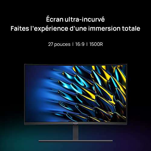 [Prime] Écran PC 27" Huawei MateView GT - QHD (2560 x 1440), 165 Hz, Dalle VA, Incurvé, HDR, Pied réglable
