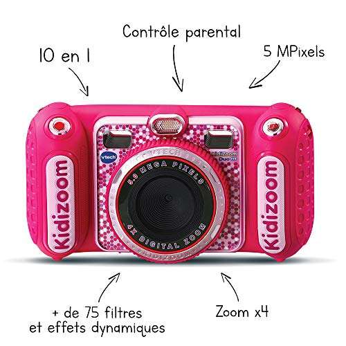 Appareil Photo numérique pour Enfants VTech KidiZoom Duo DX Rose - 10 en 1 - Dès 3 Ans (via 20€ d'ODR)