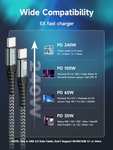 Lot de 2 Câbles USB C vers USB C 2 Mètres 240W PD 3.1 ZKAPOR (13,74€ les 4 câbles) (Vendeur tiers)