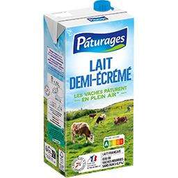 Pack de 6 briques de lait demi-écrémé - 6 x 1L, stérilisé UHT, origine France (via 1,14€ fidélité)