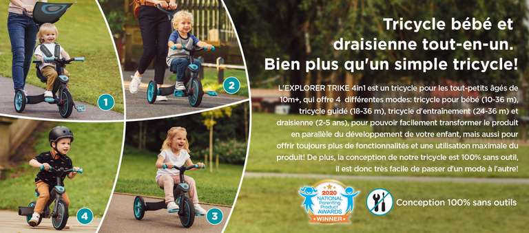 Tricycle évolutif pour bébé Globber 4 en 1 (Via ODR de 15€) - globber.com