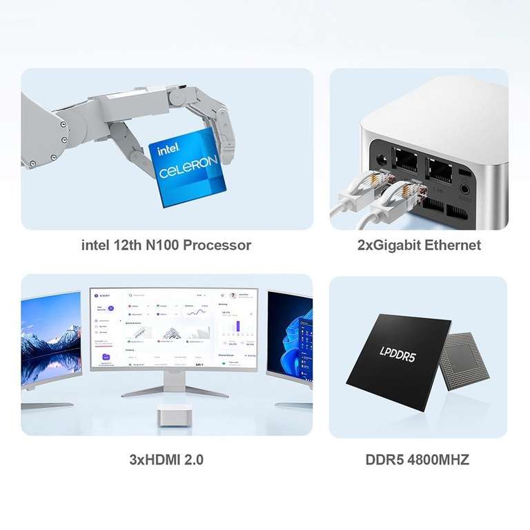 40€ sur Mini PC Intel Alder Lake-N100 -NiPoGi AK2 Plus - Windows 11 Pro,  16Go RAM 512Go SSD, Dual HDMI/WiFi 5/BT 4.2/RJ45 - Mini-PC - Achat & prix