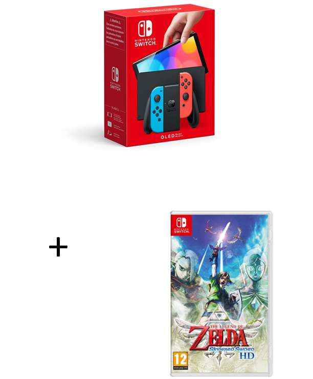 Console Nintendo Switch OLED (blanc ou bleu/rouge néon) + jeu The Legend of Zelda : Skyward Sword HD