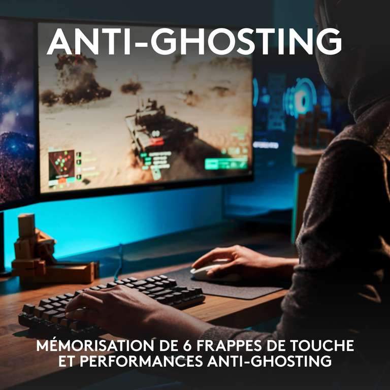 Logitech G413 SE Clavier Gamer Mécanique AZERTY - Rétroéclairé Blanc - Switches Tactiles