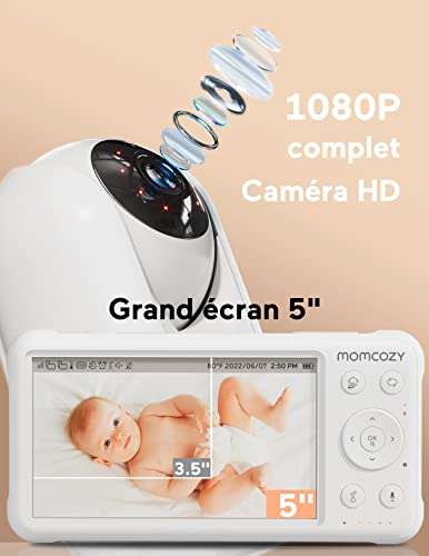 Babyphone vidéo Momcozy - 1080p 5, Batterie 5000 mAh (Vendeur tiers) –