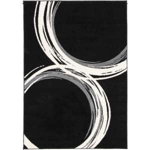 Tapis moderne Flash - Noir avec motifs blancs (120x170cm)