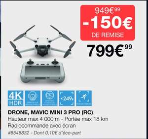 [Carte Costco] Drone quadricoptère DJI Mavic Mini 3 Pro RC