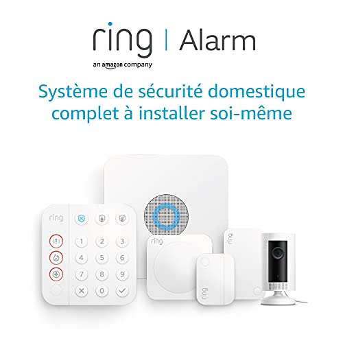 Système de sécurité Amazon Ring Alarm Kit 2ème génération (5 pièces, compatible Alexa) + Caméra Ring Indoor