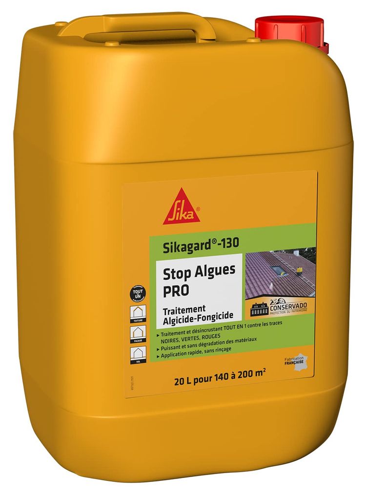 Traitement algicide et fongicide SIKA - Sikagard 130 Anti-algues - 20L