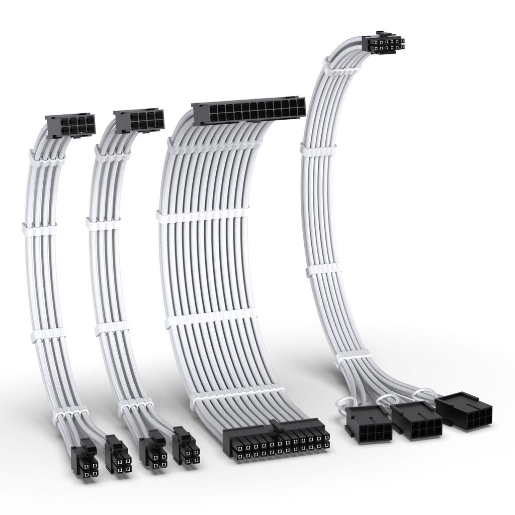 Kit de câble gainé PCIE 5.0 EZDIY-FAB 12VHPWR - kit 24-Pin ATX, 4+4 Pin EPS, 12+4 Pin vers 3x 8-Pin, PCIe, blanc (vendeur tiers)