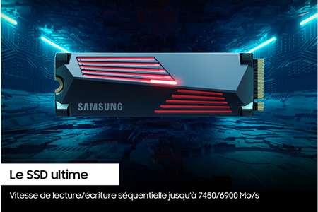 Samsung 990 PRO SDD - 4 To avec dissipateur, M.2 NVMe 4.0 + 21,80 € en Rakuten Points, Vendeur Darty