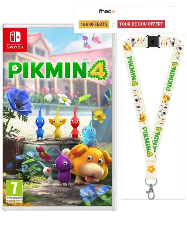 Pikmin 4 sur Nintendo Switch + Tour de cou Pikmin 4 (+ 10€ sur le compte fidélité pour les adhérents)