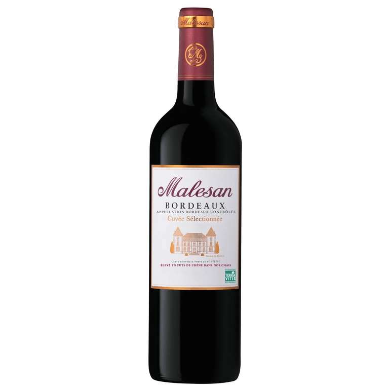Bouteille de vin rouge Bordeaux Malesan AOP 2020 - 75cl