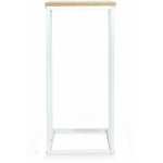 Table d'appoint/Bout de canapé Loft - Structure métal blanc mat, plateau décor bois 40x30x66cm