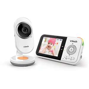 Babyphone Vtech : Veilleuse et berceuse - Écran 2.8'' - 720p- Babyphone Audio - Version FR, Blanc