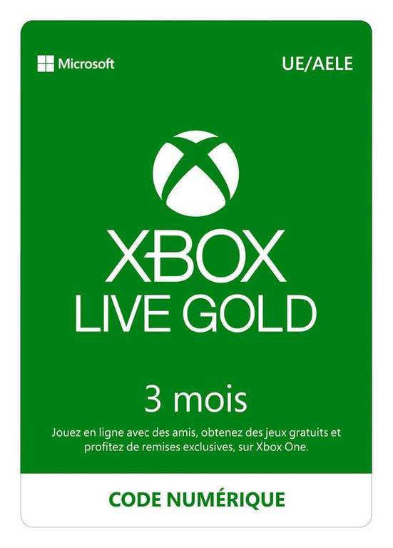 Abonnement de 3 mois au Xbox Live Gold (Dématérialisé)