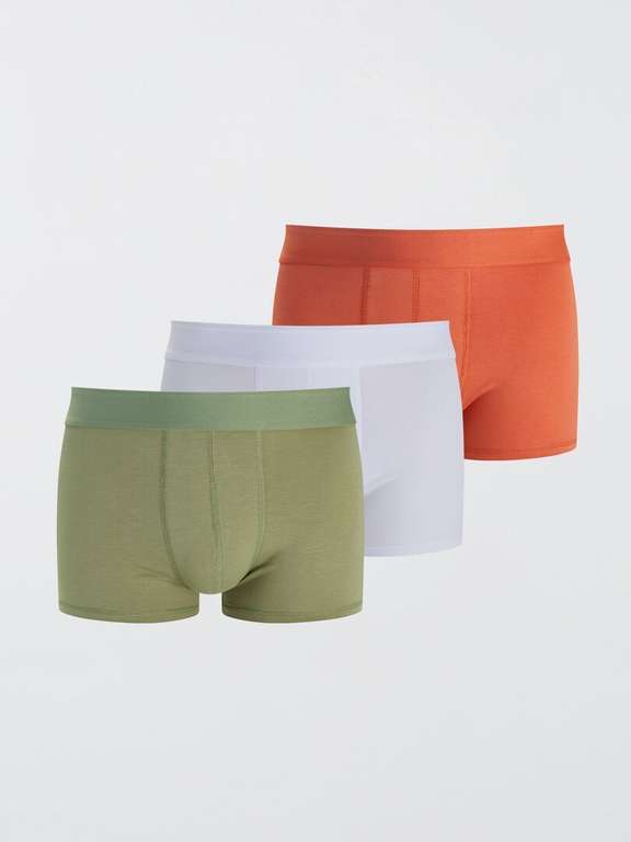 Lot de 3 Boxers unis pour Homme - kaki/orange/blanc, Tailles M à XL (Frais de Livraison Inclus)