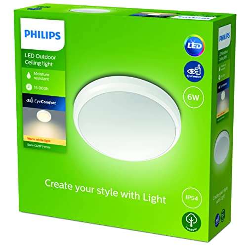 Plafonnier Philips My Garden LED - 6W, Blanc chaud 2700K, IP54