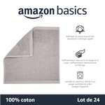Lot de 24 petites serviettes de toilette en coton Amazon Basics 30 x 30 cm - Gris