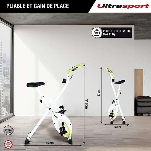Vélo d'appartement Ultrasport F-Bike - home trainer pliable, écran LCD