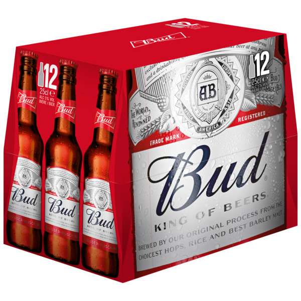 3 Paquets de 12 Bières blondes Bud - 12x25 cl, 5°