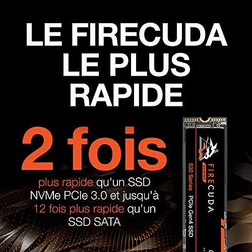 SSD Interne M.2 PCIe 4e NVMe Seagate FireCuda 530 - 1 To, Compatible PS5, Sans dissipateur, Jusqu'à 7300-6000 Mo/s