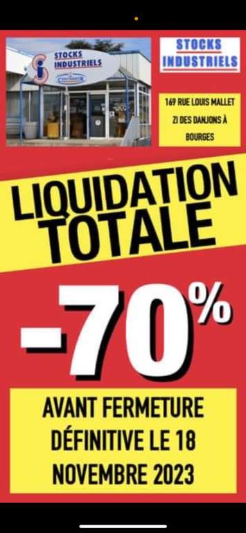 Liquidation] -70% avant fermeture - Stock industriel, Bourges (18)
