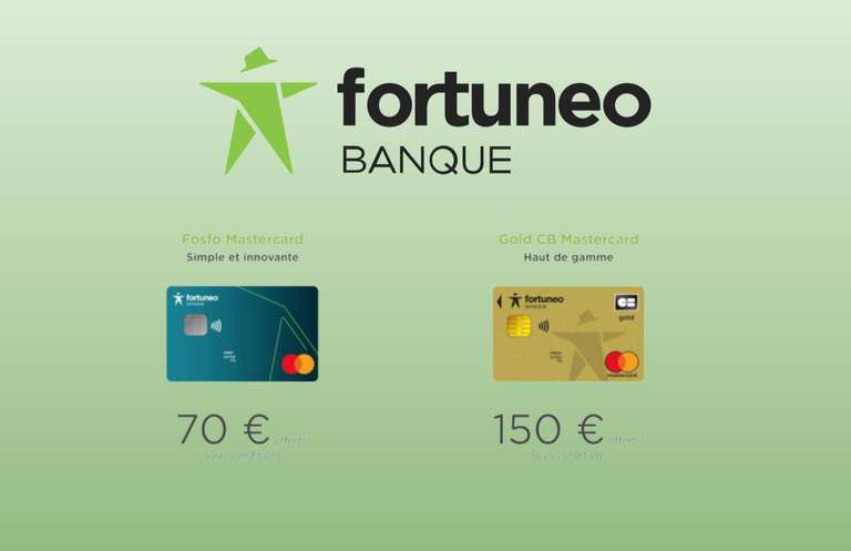 [Sous conditions] 150€ offerts pour une première ouverture de compte bancaire Fortuneo avec la carte Gold Mastercard